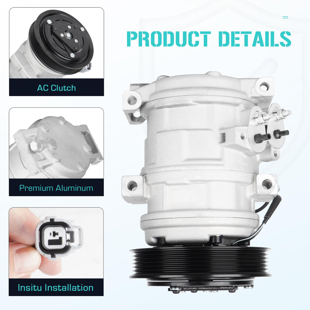 Youxmoto compressor A/C clutch close-up demonstrating robust clutch assembly and durability