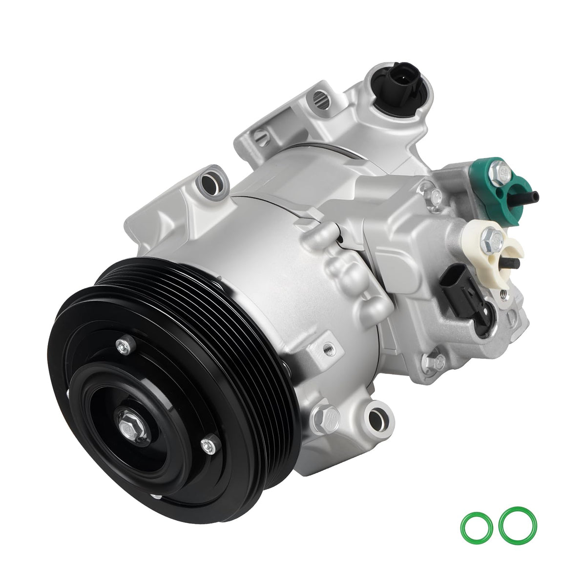 Youxmoto AC compressor front assembly showing mounting points and fit benefit