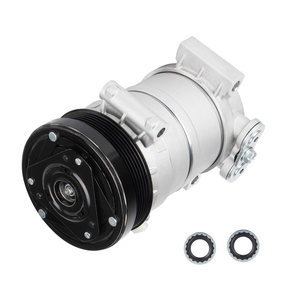 Youxmoto AC compressor front view showing mounting points and robust construction for reliable fit