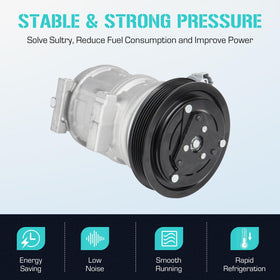 Youxmoto AC compressor installed in engine bay illustrating direct-fit compatibility benefit