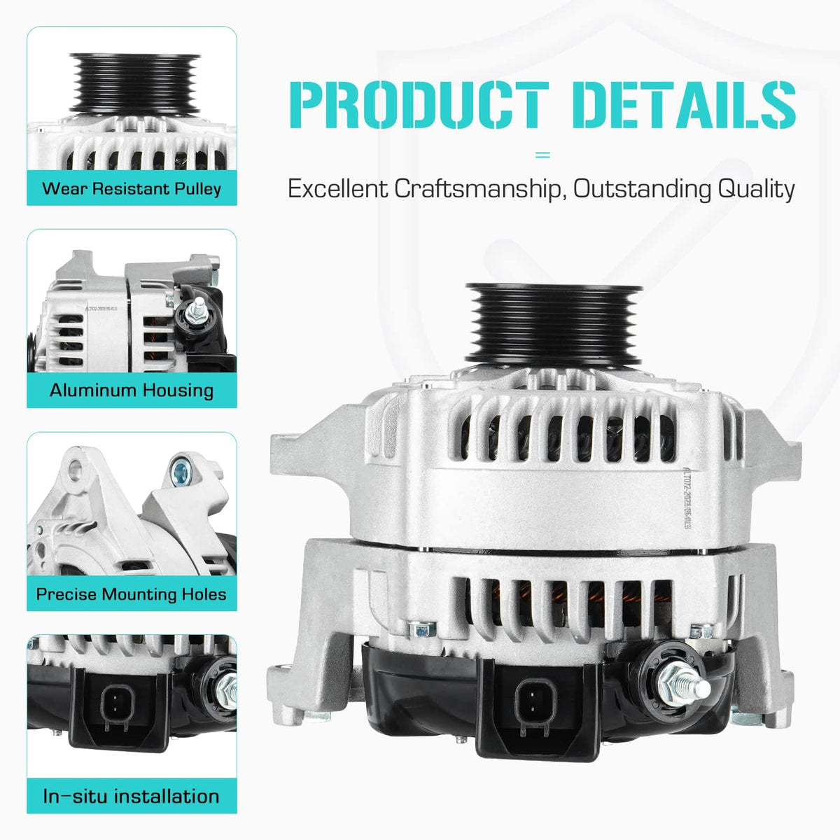 Youxmoto alternator side mounting detail highlighting bolt pattern and direct-fit design benefit