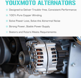 Youxmoto alternator size comparison with battery showing scale and straightforward replacement advantage