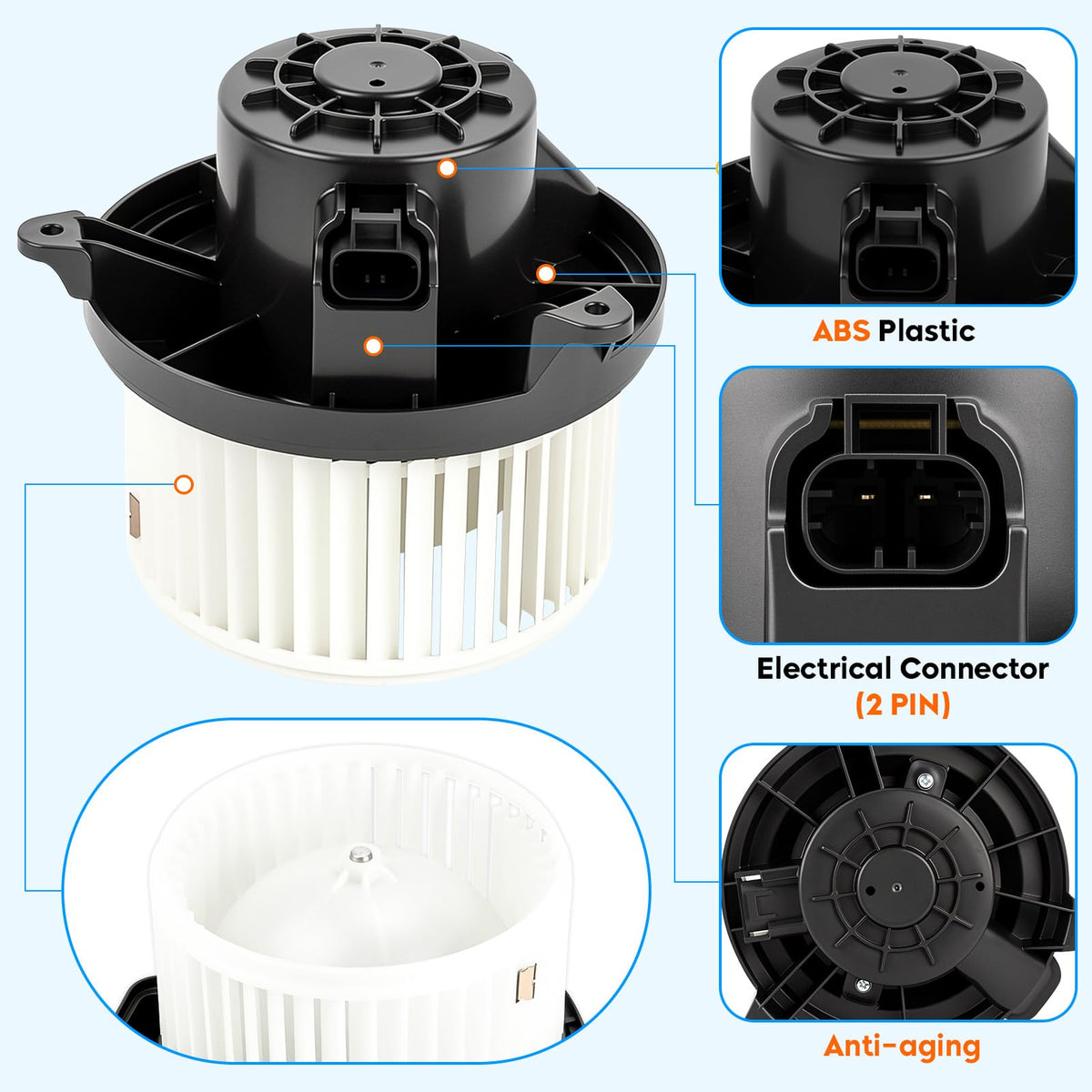 Youxmoto close-up of fan wheel for balanced airflow and low vibration