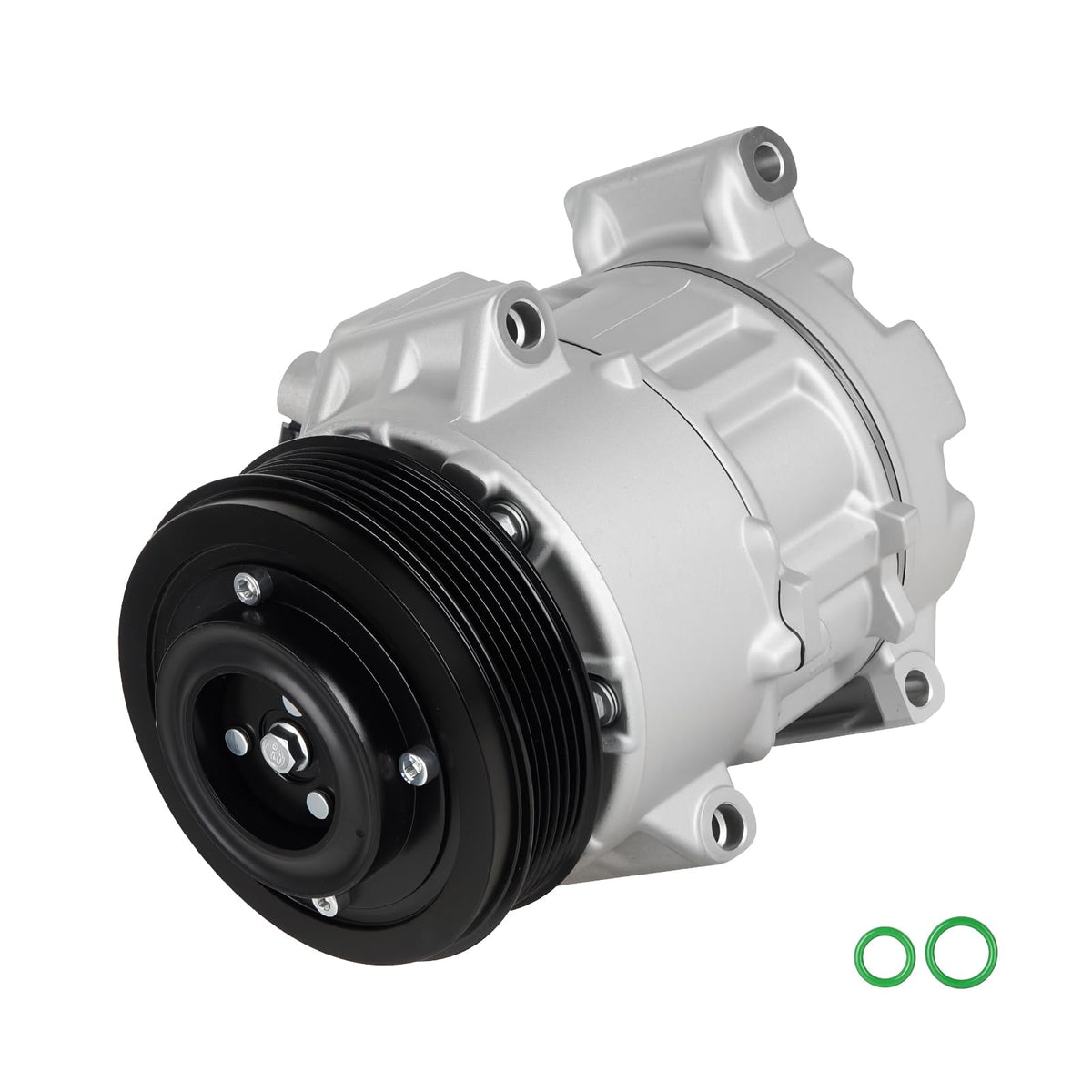 Youxmoto compressor front view showing mounting points and benefit: direct-fit replacement
