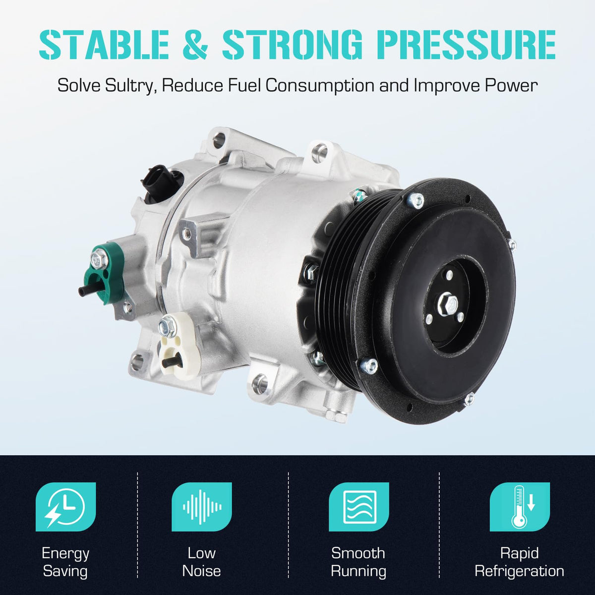 Youxmoto compressor beside tape measure showing scale and direct-fit advantage