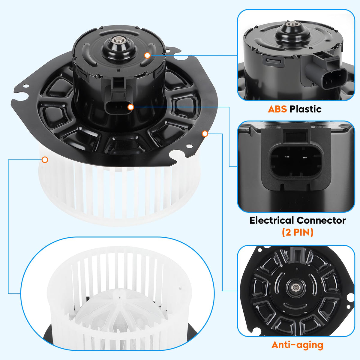 Youxmoto fan and housing closeup highlighting durable materials for longevity
