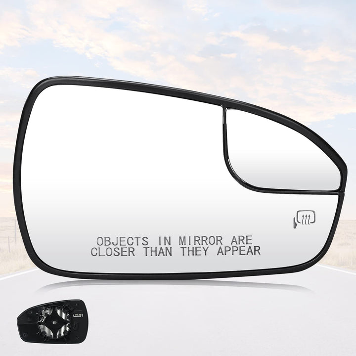 Youxmoto front packaging showing right-side heated mirror glass and quick fit benefit
