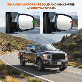 Youxmoto installed on driver side of F-150 demonstrating clear road visibility