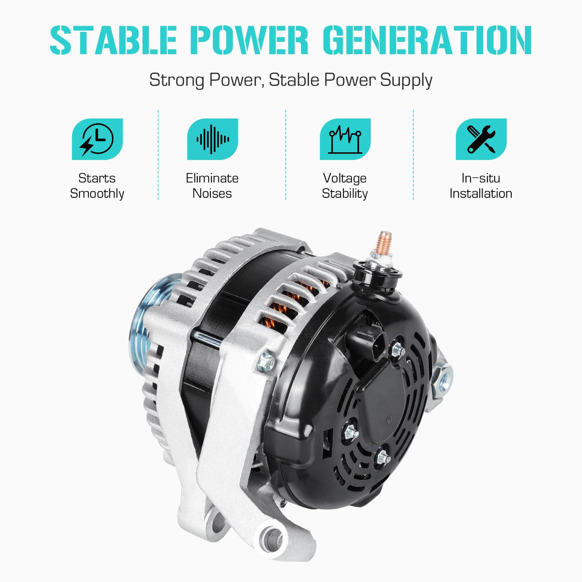 Youxmoto alternator pulley and electrical connector detail demonstrating correct fit and easy hookup