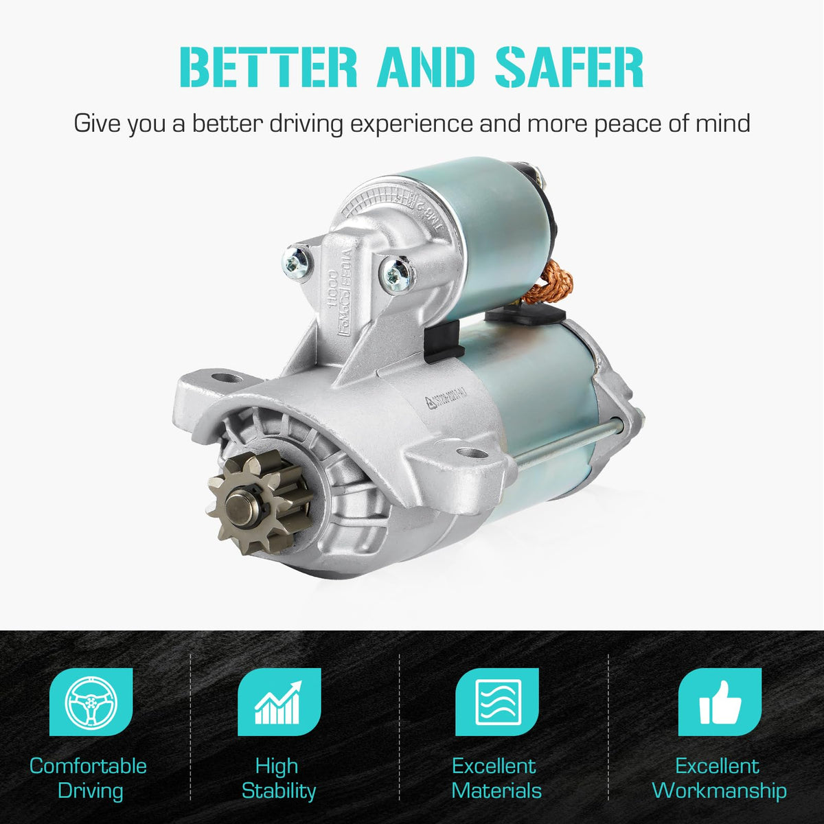 Youxmoto starter installed in engine bay demonstrating correct fit on V6 block