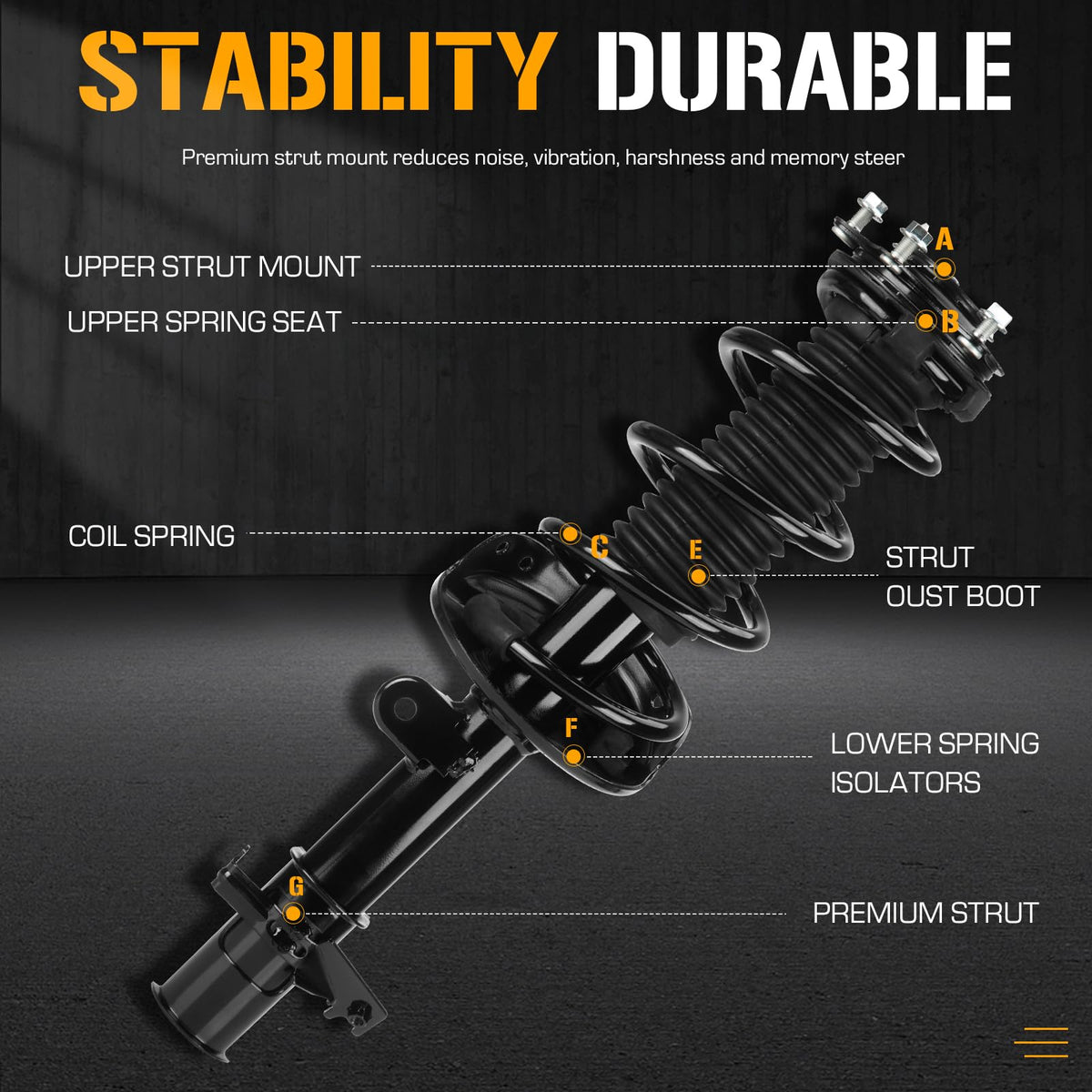Youxmoto close-up of coil spring detail illustrating durable construction benefit