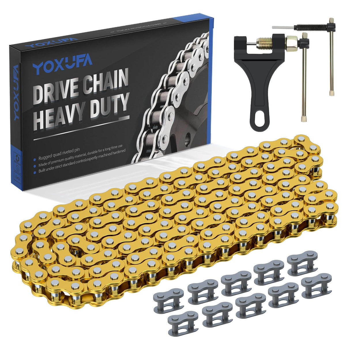 YOXUFA chain front packaging showing kit contents and durability