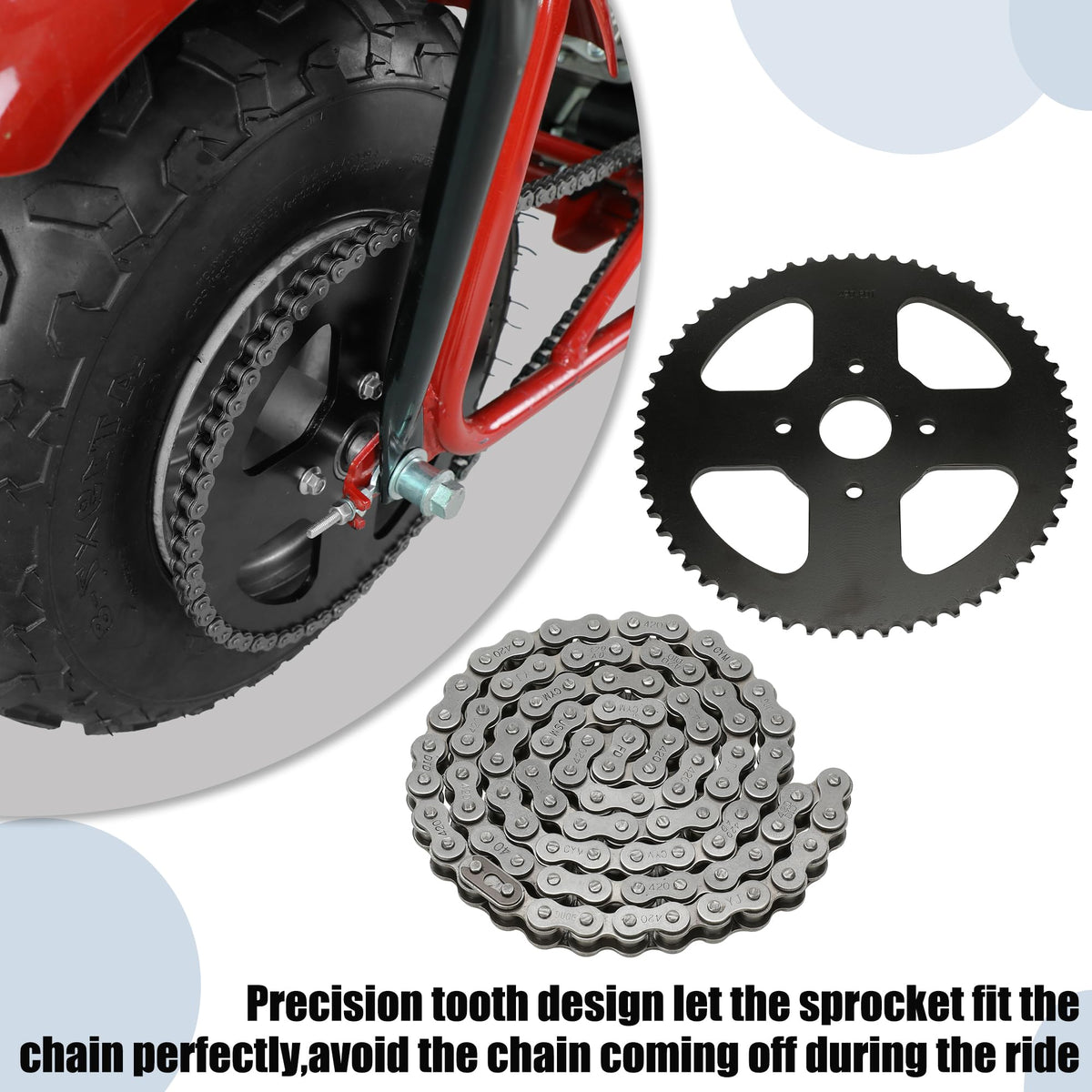 YOXUFA assembled chain and sprocket demonstrating smooth engagement