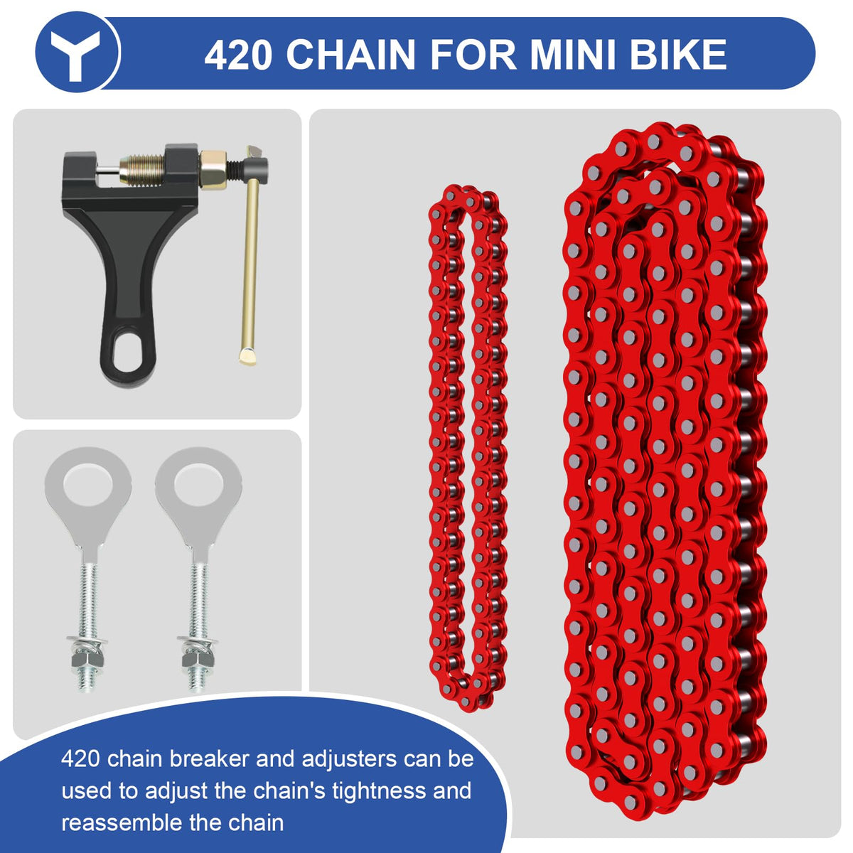 YOXUFA chain breaker and tensioner adjusters displayed to show easy installation tools
