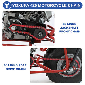 YOXUFA rear drive chain installed on a mini bike demonstrating fit and smooth power transfer