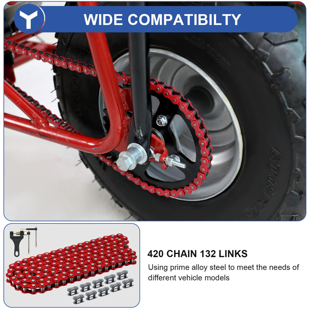 YOXUFA close-up of chain links and plates demonstrating durable construction
