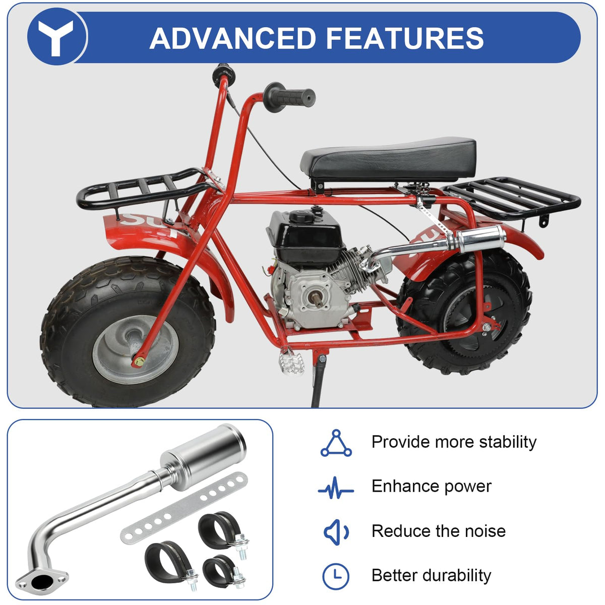 YOXUFA exhaust in use on go-kart setting showing real-world application benefit