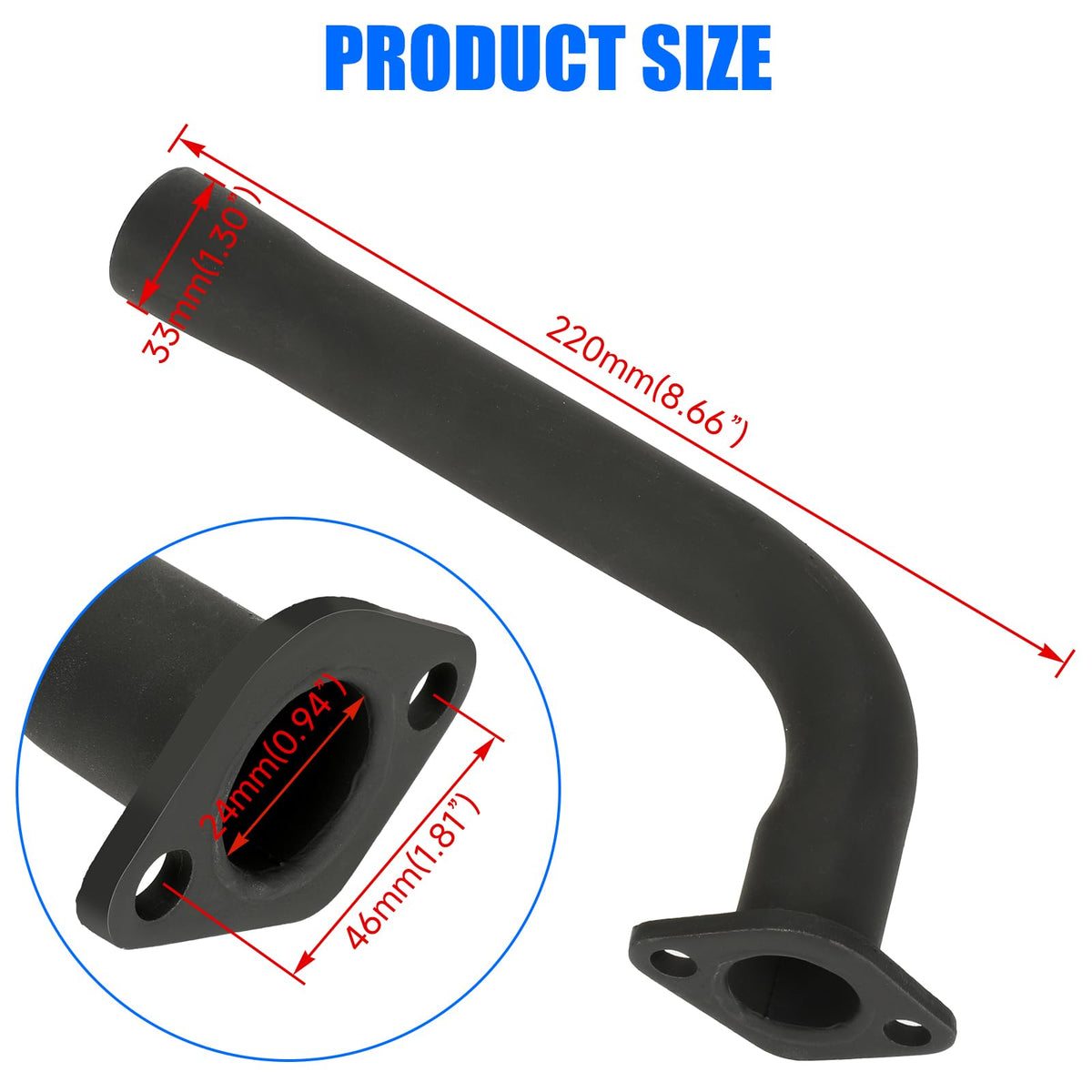 YOXUFA exhaust installed on mini bike showing direct-fit convenience