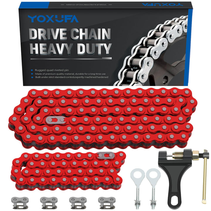 YOXUFA front view of packaged 42 and 90 link chains showing kit completeness and convenience