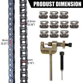 YOXUFA complete kit laid out with sprocket, chain, links and tool
