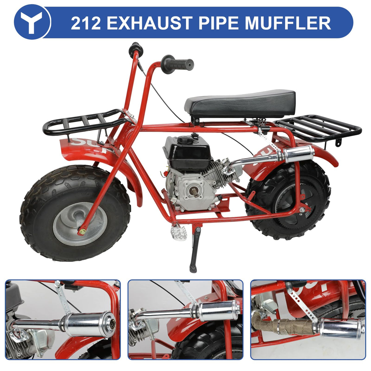 YOXUFA muffler side profile highlighting integrated body for quieter operation benefit