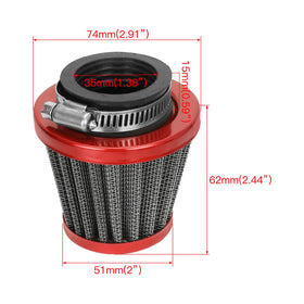 YOXUFA red foam air filter and adapter showing filtration improvement and fit