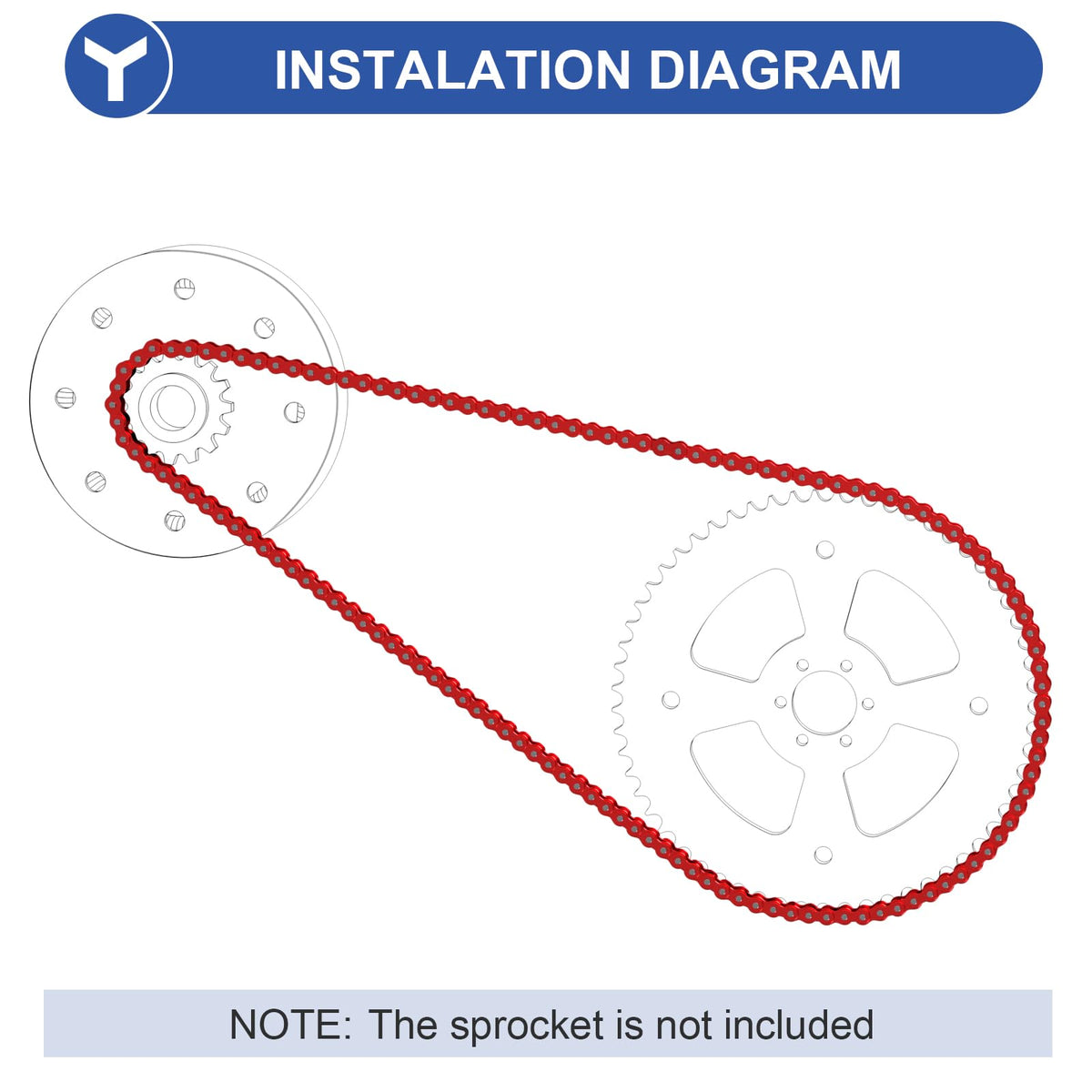 YOXUFA chain next to ruler showing 132-link scale and exact sizing benefit