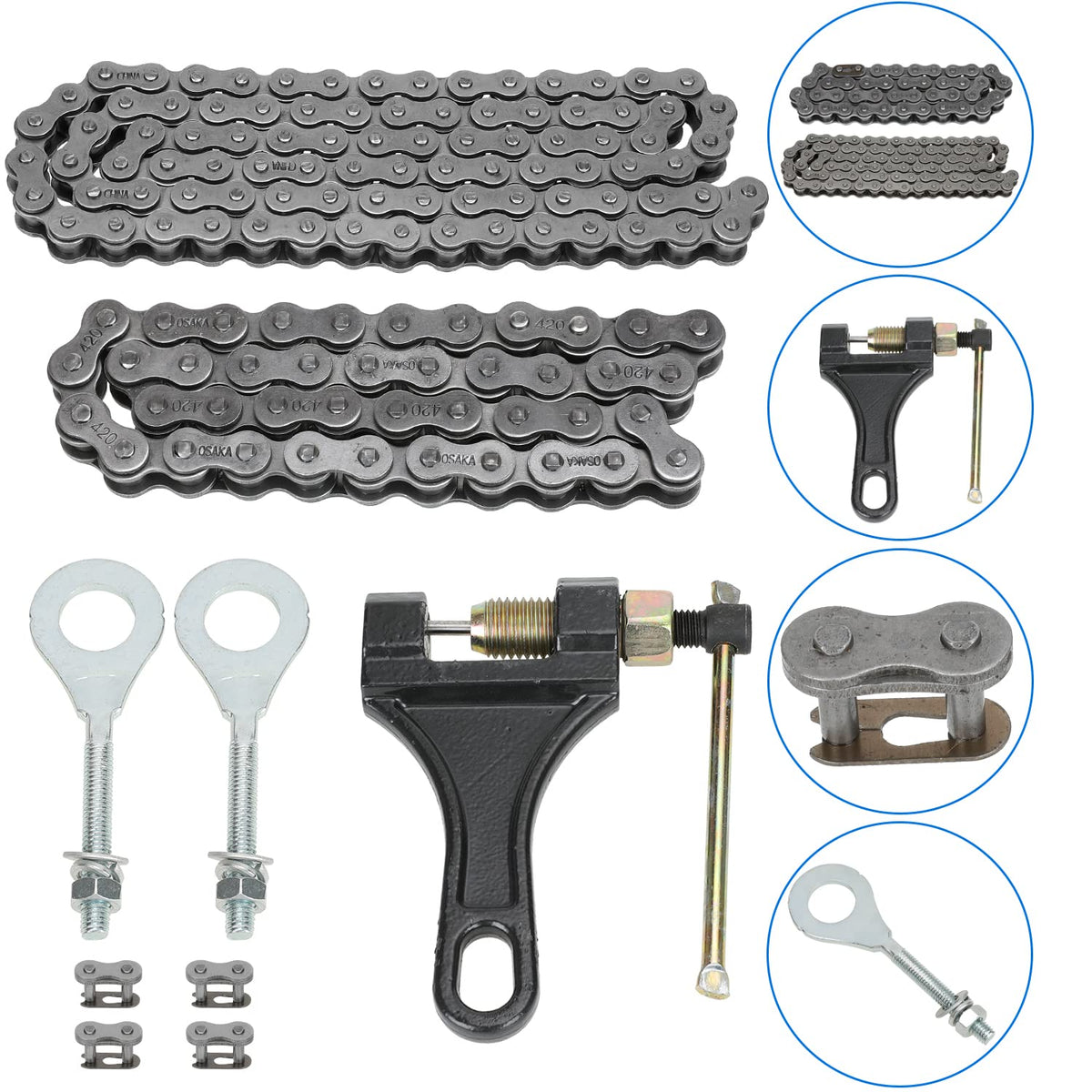 YOXUFA chain next to ruler for scale showing correct 42 and 90 link lengths