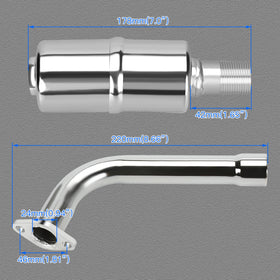 YOXUFA side profile of exhaust pipe showing length and alignment advantage