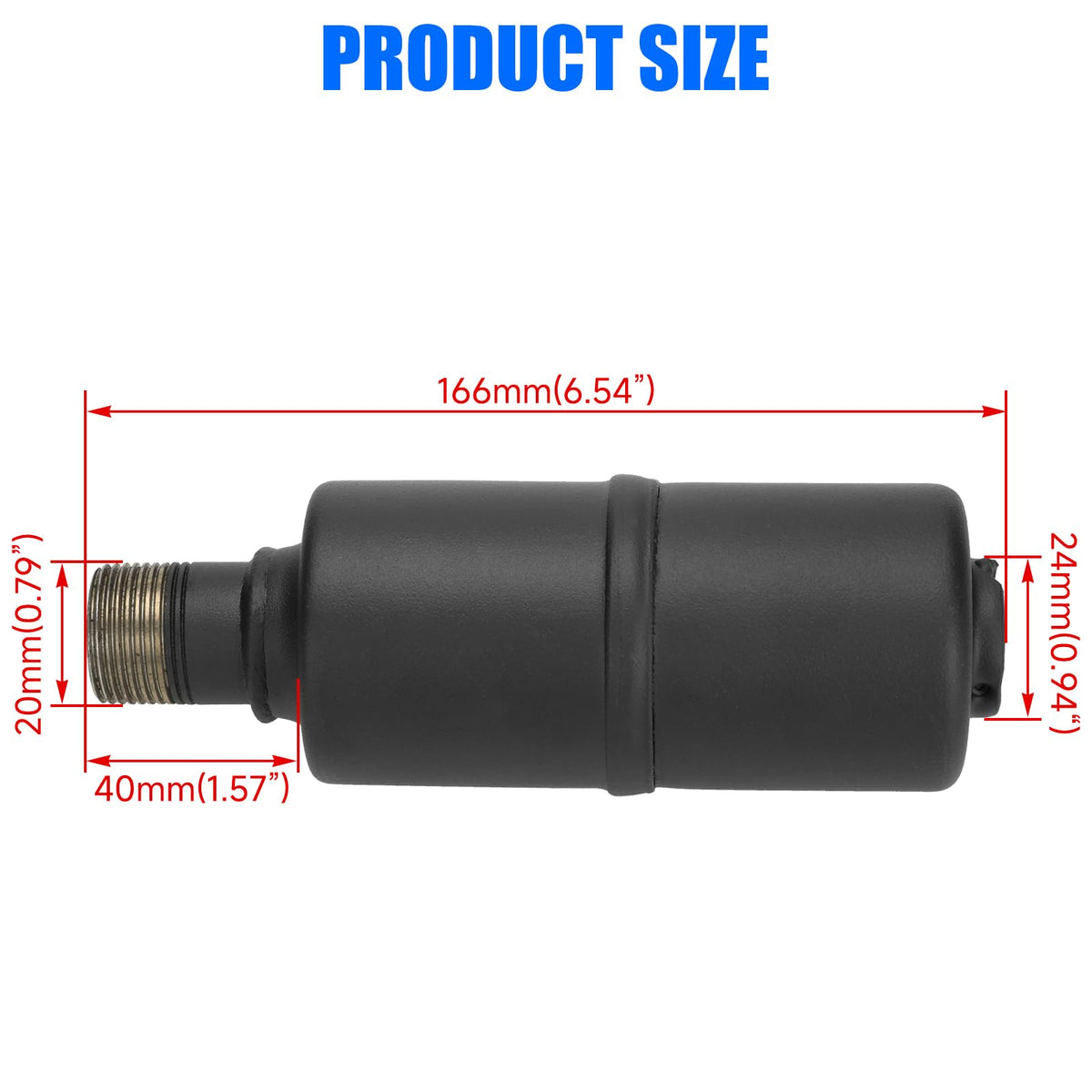 YOXUFA exhaust next to ruler showing correct size and scale for planning