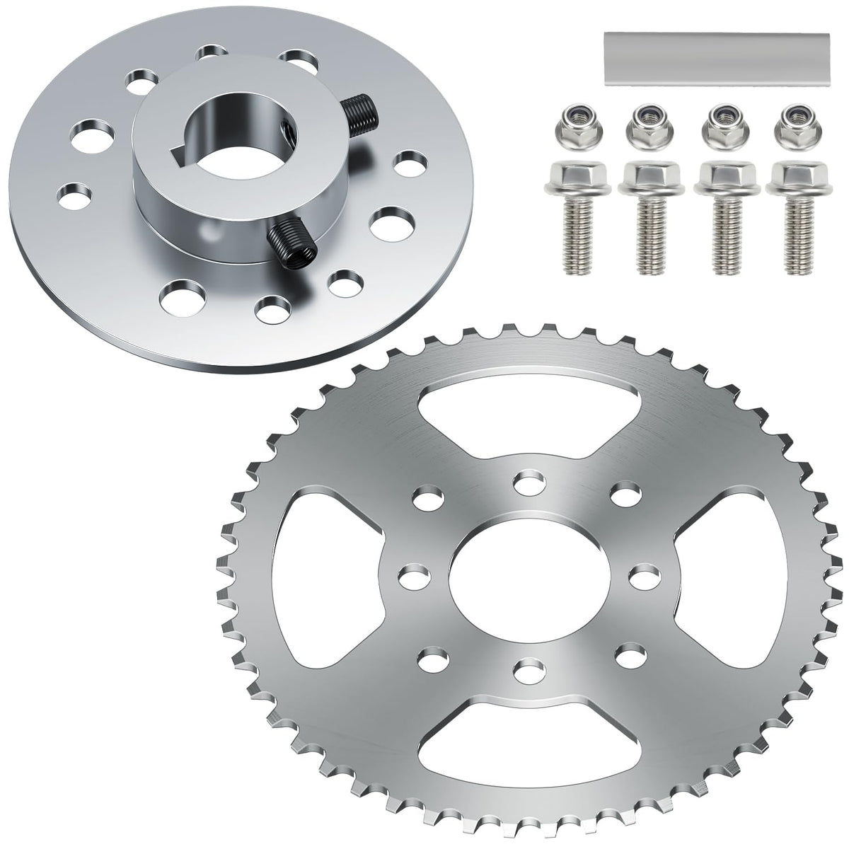 YOXUFA front view of 48T sprocket hub showing mounting pattern and fit benefit