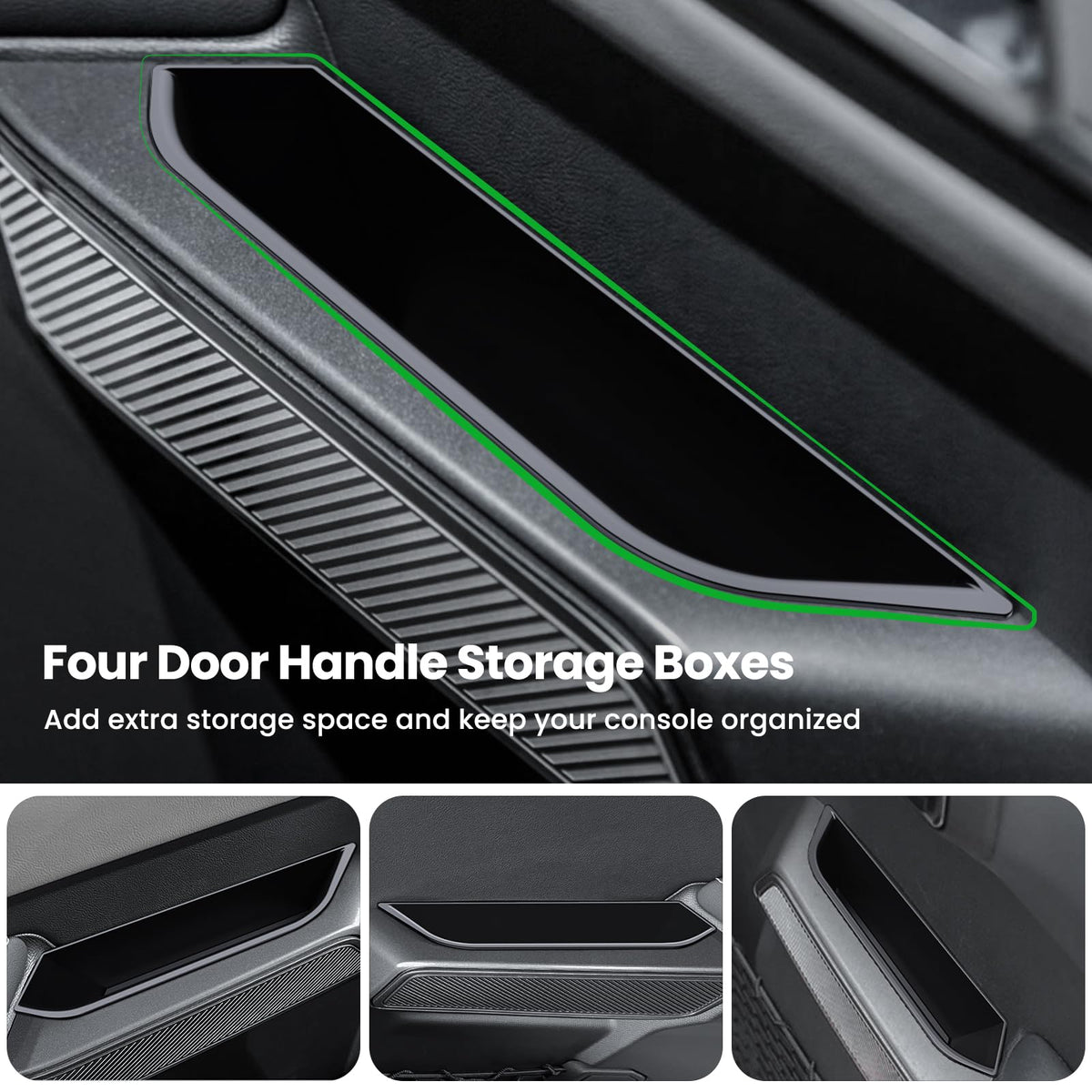 YPHUIKI left front door handle storage box installed for extra pocket space