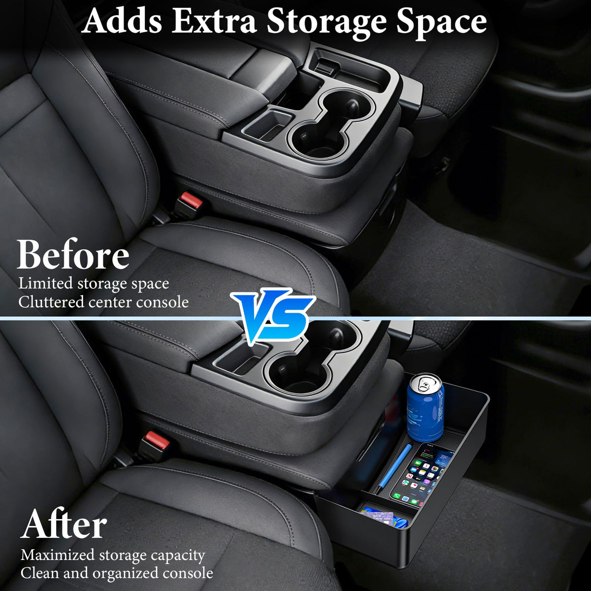 YPHUIKI side profile showing hanging fit using unused console space benefit