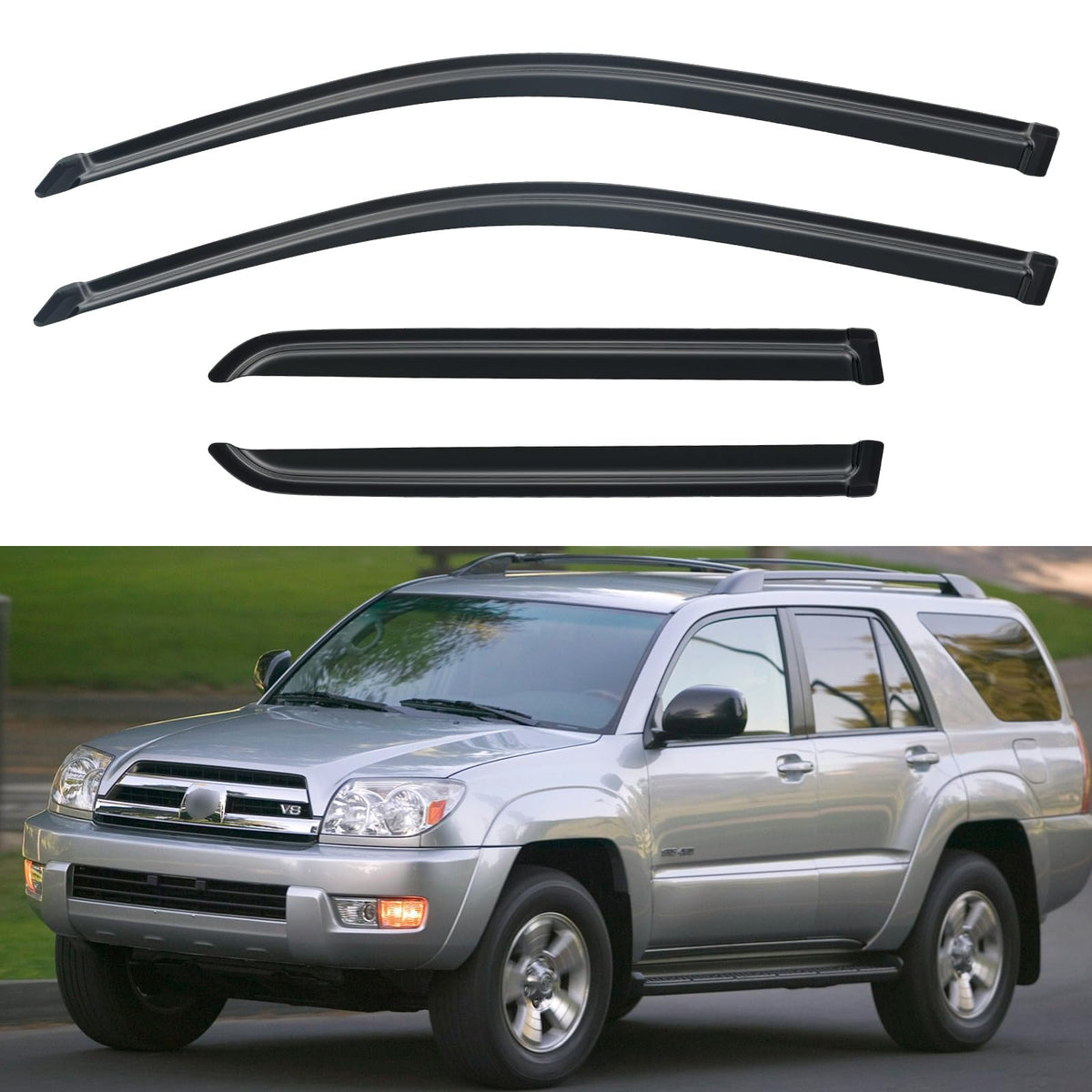 YQAUTEC front door visor fit showing sleek profile and improved airflow