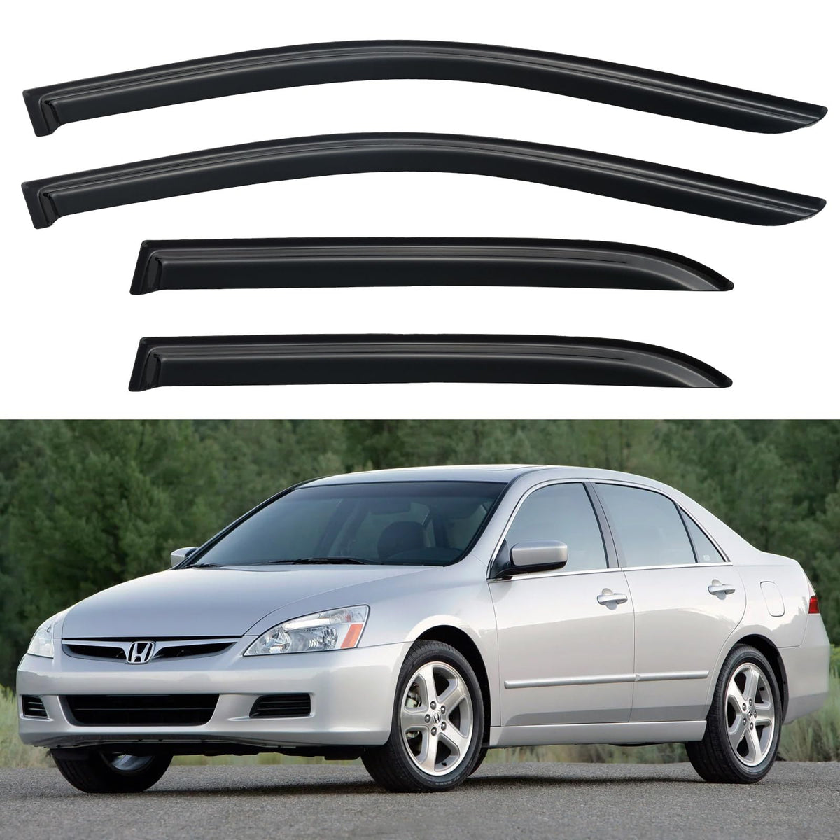 YQAUTEC front driver-side visors fitted on Accord, sleek protection