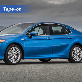 YQAUTEC visors installed on Camry side profile demonstrating improved airflow and rain deflection