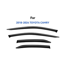 YQAUTEC rear door visor close-up showing flush fit and weather protection on Camry window