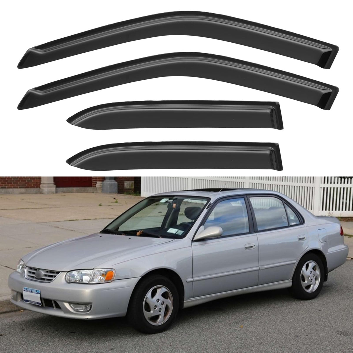 YQAUTEC front passenger door visor showing low-profile fit and clean look