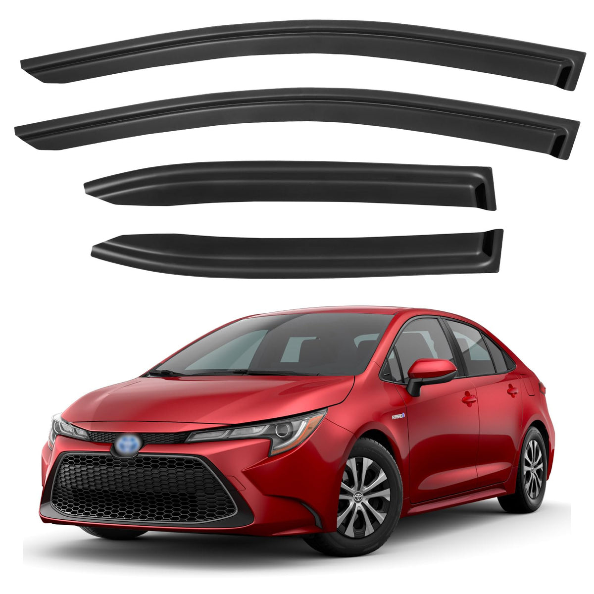 YQAUTEC front view installed on Corolla sedan showing sleek protection
