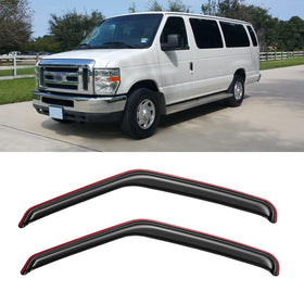 YQAUTEC front installed visor on Ford E-Series showing sleek fit and improved airflow