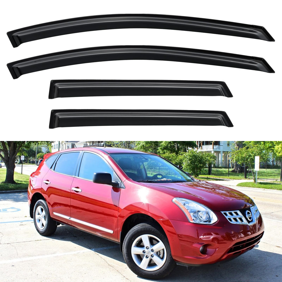 YQAUTEC front-door visor packaging showing complete 4PCS set and labels