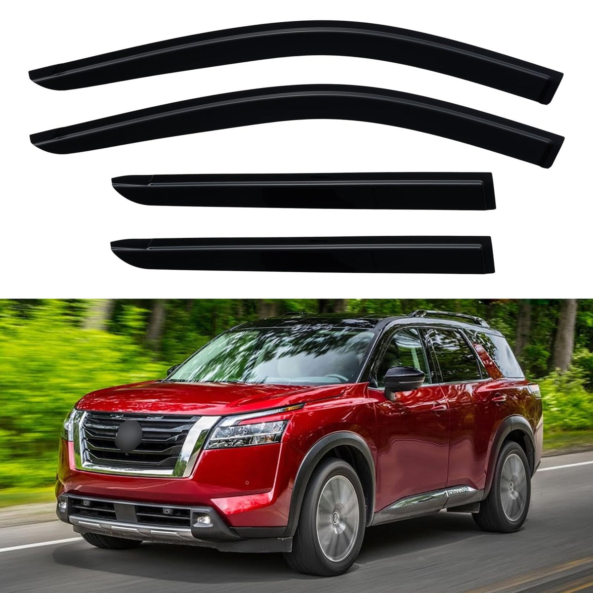 YQAUTEC front overview on Pathfinder shows slim profile and rain protection