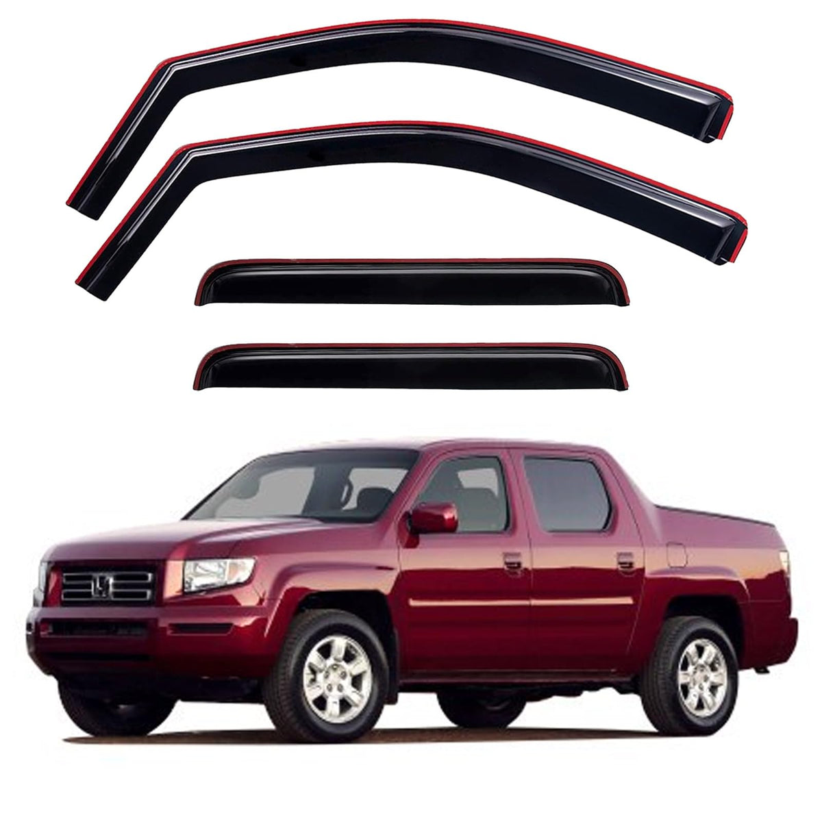 YQAUTEC front packaging showing all four rain guards and fitment details