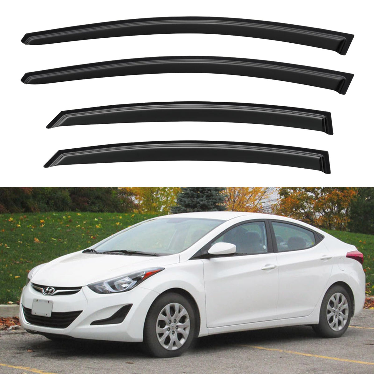 YQAUTEC front packaging showing visor kit and fit for Elantra sedan benefits durability