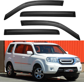 YQAUTEC front packaging for Honda Pilot visors showing complete kit and benefit of easy install