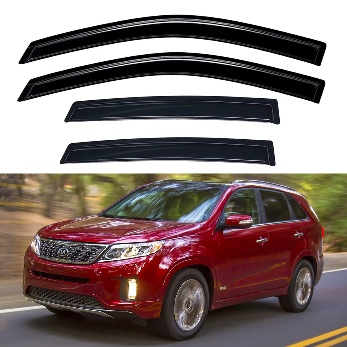 YQAUTEC front packaging showing four rain guards and benefits