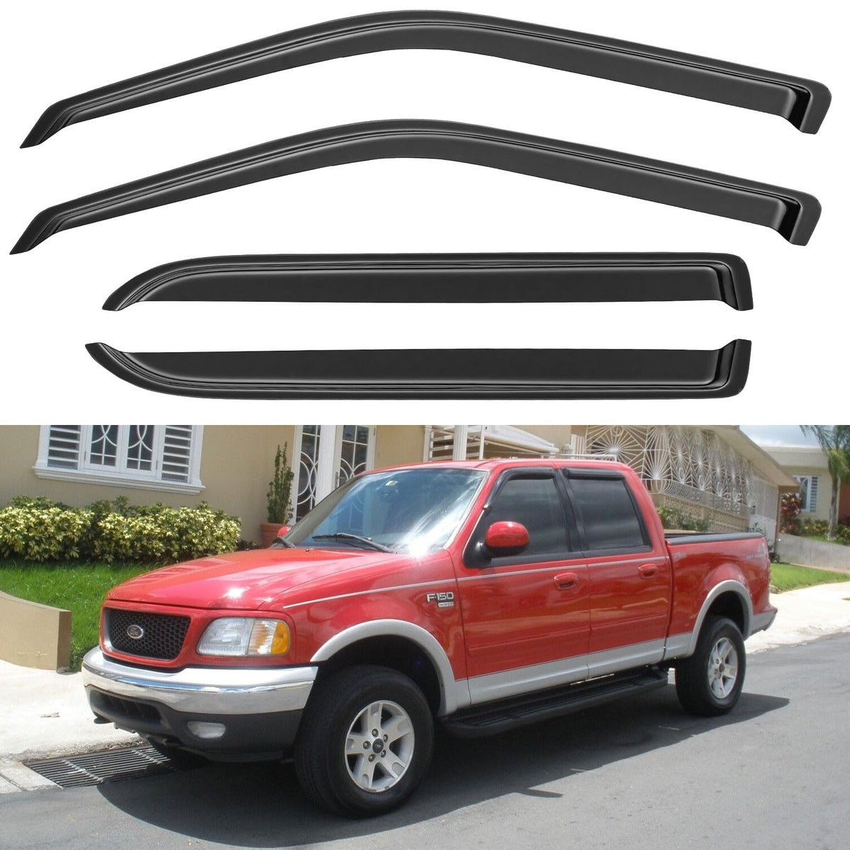 YQAUTEC front packaging showing full four-piece visor kit and fitment