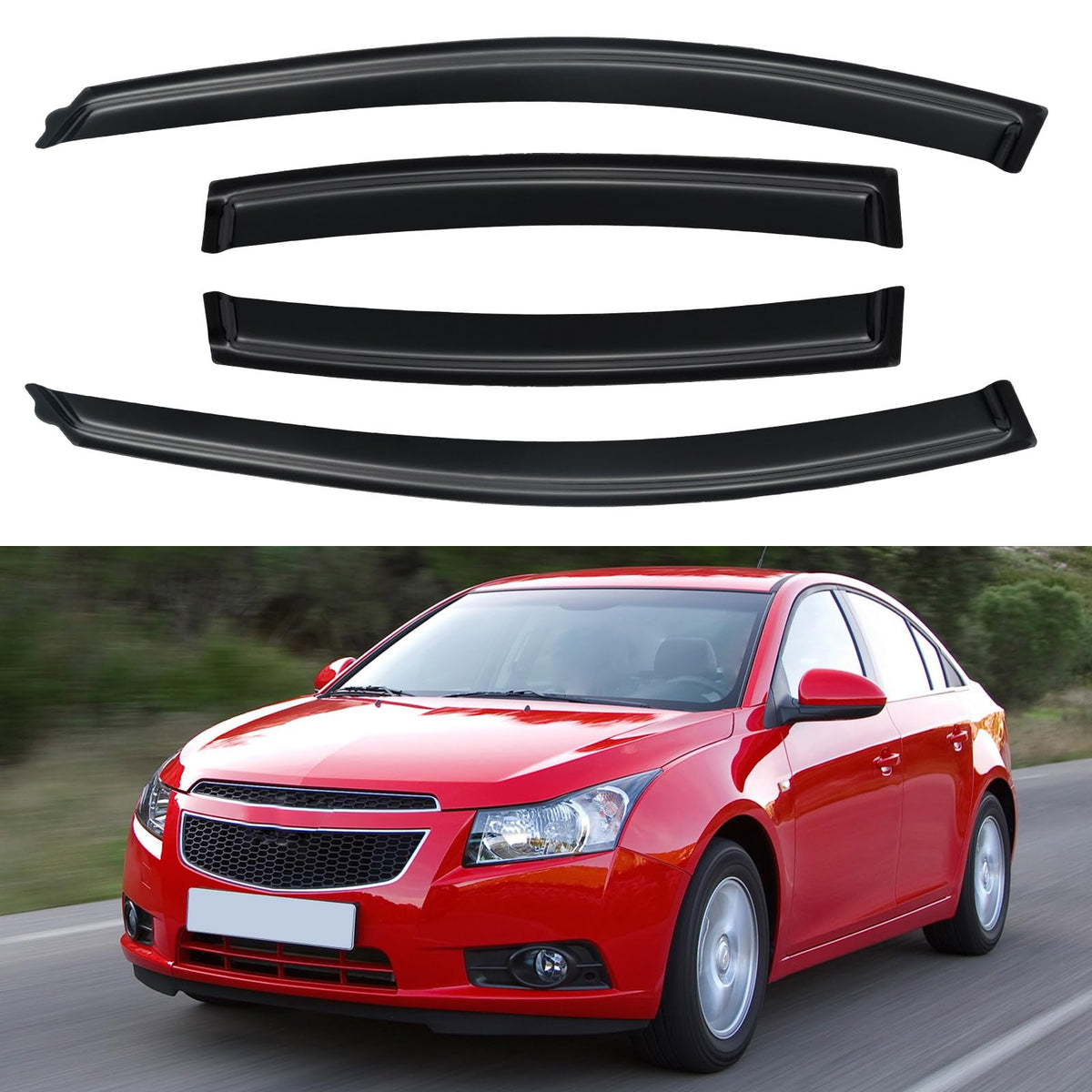 YQAUTEC front passenger door visor showing low-profile fit and sleek look