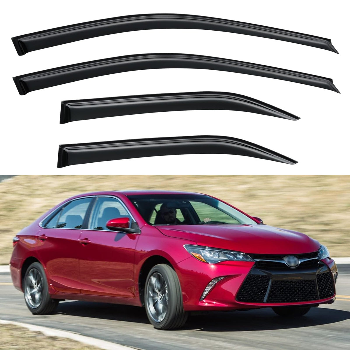 YQAUTEC front passenger visor packaging showing fit and benefits