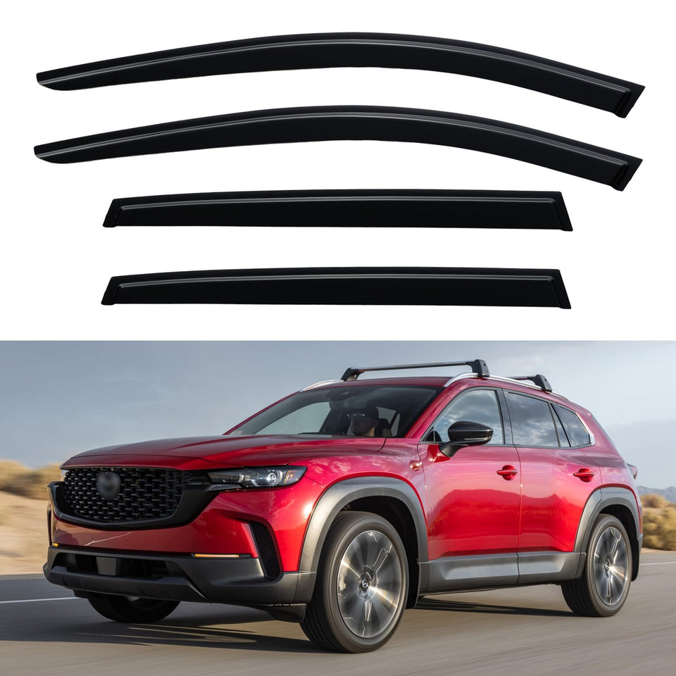 YQAUTEC front passenger visor fitted on CX‑50 showing weather protection benefit